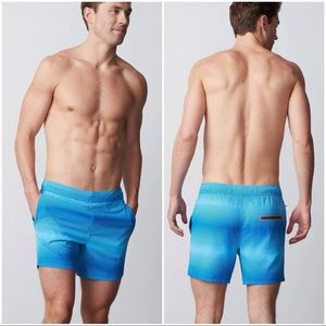 •MACK WELDON• NWOT Blue Waterslide Pulse‎ Stripe Swim Trunks Shorts Size XXL